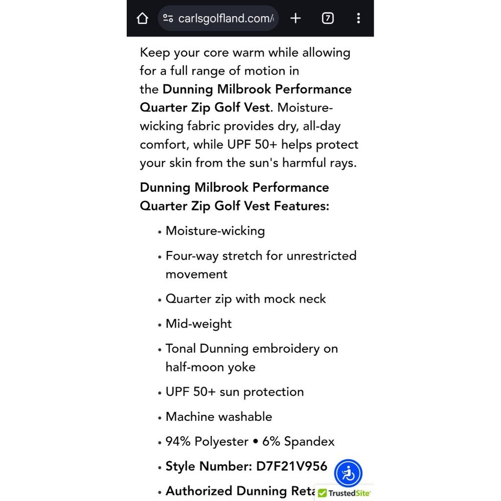 Dunning Golf Vest Men's Medium Milbrook Performan… - image 7